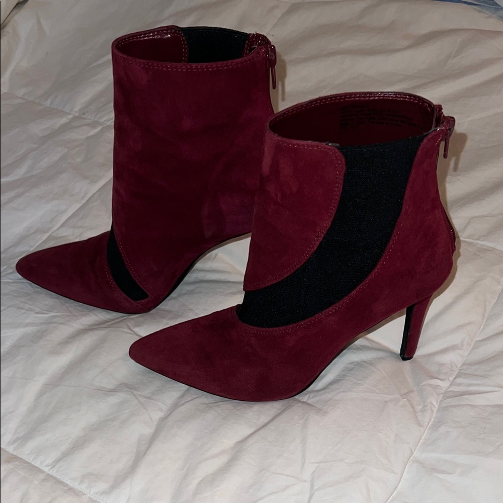 Nine West Burgundy Suede Ankle Boots